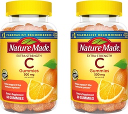 Nature Made Extra Strength Δοσολογία Βιταμίνη C 500 mg ανά Σερβίρισμα, Συμπλήρωμα διατροφής για την υποστήριξη του ανοσοποιητικού, 60 Gummies, 30 Day Supply (Pack of 2)