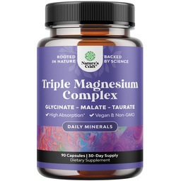 Triple Magnesium Complex Supplement Elemental - Υψηλή απορρόφηση Taurate Μαγνήσιο και γλυκινικό Plus Malate Blend για τον ύπνο Μυϊκό Οστό Mood και περισσότερα - μη GMO Vegan 90CT