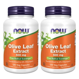 Τώρα Foods Olive Leaf Extract 500mg Standardized to 6% Oleuropein, 120 Vcaps (2 Συσκευασία)