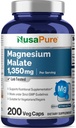 NusaPure Μαγνήσιο Μηλεϊκό 1350mg 200 Κάψουλες Veggie (Βέγκαν, Μη ΓΤΟ, Vegan)