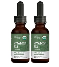 USDA Organic Vitamin B12 2000mcg Sublingual Liquid Supplement (2-Pack) - Vegan Methylcobalamin Drops for Natural Energy, Διατήρηση Μεταβολισμού, και Υποστήριξη ανοσοποιητικού συστήματος - 1 FL Oz