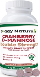 Cranberry D-Mannose για σκύλους και γάτες Ουρολοίμωξη Υποστήριξη Εμποδίζει και εξουδετερώνει UTI, Κολποκοιλιακή Λοιμώξεις Νεφρική Υποστήριξη, Αντιοξειδωτικό (διπλό δισκίο αντοχής, 120 κόμης)
