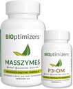 BiOptimizers - P3-OM και MassZymes Bundle - Premium Digestive Ένζυμα και Προβιοτικά για γυναίκες και άνδρες - Γιατρός-Σχηματίζεται (120 κάψουλες MassZymes, 60 κάψουλες P3-OM)