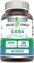 Amazing Formulas GABA with Vitamin B6 Supplement | 500 Mg Per Serving | 200 Capsules | Non-GMO | Gluten Free | Made in USA