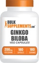 BulkSupplements.comginkgo Biloba Εκχύλισμα κάψουλες - Ginkgo Biloba πηγάζει από φύλλα, βοτανικό συμπλήρωμα - Vegan, 1 κάψουλα ανά υπηρεσία, 180 κόμη (πακέτο του 1)
