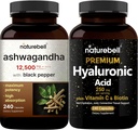 NatureBell Hyaluronic Acid Κάψουλες με Βιοτίνη + Βιταμίνη C & Ashwagandha 12.500 mg Ισοδύναμο με Black Pepper Bundle Pack 