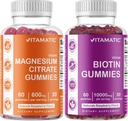 Vitamatic Magnesium Gummies & Biotin Gummies - 60 Vegan Count Each