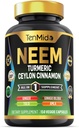 Neem Leaf Supplement - 8in1 Formula - Συνδυάστε με Turmeric, Ceylon Cinnamon, Ginger, Tulsi, Ginkgo Biloba, Amla, και Black Pepper - Immune Health Support - 150 Vegan Κάψουλες