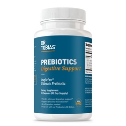 Dr. Tobias Prebiotics Digestive Support, Advanced Prebiotic Supplement for Gut Health, Immune Function & Boost for Probiotics for Women & Men, Vegan, Non-GMO, 90 Κάψουλες, 90 Σερβιέτες
