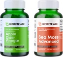 INFINITE AGE Wellness Bundle - Sea Moss Advanced 1250mg, Apple Cider Vinegar Capsules 1950mg - Made in The USA