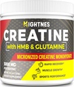 Creatine HMB, Creatine σκόνη για άνδρες & γυναίκες, Micronized Creatine Monohydrate for Muscle Growth & Recovery and Aυξημένη δύναμη, απόδοση, Creatine HMB με γλουταμίνη, χωρίς γλουτένη, 30 υπηρεσίες