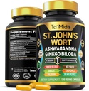 St.John's Wort Supplement - 8in1 Formula - Συνδυάστε με Ashwagandha, Ginkgo Biloba, Shilajit, Valerian, Holy Basil, Χαμομήλι, και Black Pepper - 120 Vegan Κάψουλες για 4 μήνες Προμήθεια