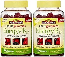 Nature Made Energy B12 Adult Gummies 1000 mcg ανά Σερβίρισμα 150 Ct (πακέτο των 2)
