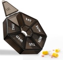 7-Day Weekly Large Pill Organizer - Υπόθεση Χάπια Κουτιά για Ταξίδια - Διανομέας για το ιχθυέλαιο, Συμπληρώματα, Βιταμίνες, Κάτοχος Ιατρικής (Μαύρο)