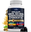 NEW AGE Shilajit Supplement with Sea Moss, Ashwagandha, Tongkat Ali, Boron, Magnesium - Fulvic Acid Capsles for Men - 90 Count