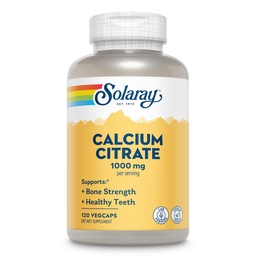 Solaray Calcium Citrate 1000mg - Chelated Calcium Supplement - Υποστηρίζει τη δύναμη των οστών και υγιή δόντια - Easy to Digest - 60-Day Εγγύηση, Vegan - 30 εξυπηρετούν, 120 VegCaps