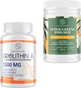 Urolithin ένα συμπλήρωμα 1500MG Plus Brown πρωτεΐνη ρυζιού + Super Greens σκόνη Superfood συμπλήρωμα με ηλεκτρολύτες & τονωτικά βότανα