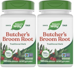 Nature's Way Butcher's Broom Root, Traditional Leg Vein Support*, 100 Vegan Capsules (πακέτο του 2)
