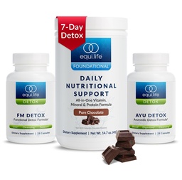 Equilife Dr. Cabral Detox, Πρόγραμμα 7 ημερών με Πρωτεΐνη με βάση το φυτό, Βιταμίνες, Αμινοξέα, & Ορυκτά για την υποστήριξη της πλήρους ισορροπίας σώματος, Αντικατάσταση γεύματος σε σκόνη, Vegan, Χωρίς γλουτένη, σοκολάτα, 14 υπηρεσίες