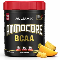 ALLMAX Διατροφή AMINOCORE BCAA, Ανανά Mango - 945 g Κόνις - 8,18 γραμμάρια διακλαδισμένης αλυσίδας Αμίν Οξέα ανά σερβίρισμα - με Βιταμίνες Β - Χωρίς πληρωτικά ή μη BCAA Aminos - Χωρίς ζάχαρη - 90 Σερβιρίσματα