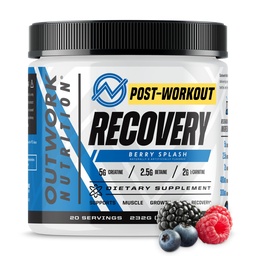 Outwork Nutrition Post Workout Recovery Powder - Createine Monohydrate, KSM-66 Ashwagandha & Tart Cherry - Speeds Recovery, Eases Soreness - Creatine Powder for Men & Women, Berry Splash, 240 Gr