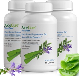 AloeCure VeraFlex Συμπλήρωμα Φυσικής Κοινής Υγείας με το USDA Organic Aloe Vera - Κάψουλες Βασισμένες σε φυτά για την υποστήριξη κοινής άνεσης, κινητικότητας και ευελιξίας - 60 κάψουλες - 3-πακέτο