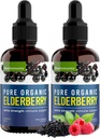 Organic Elderberry Syrup, 60 Day Supply, Black Liquid Drops for Immune Support, Sambucus Elderberry Syrup - Liquid Extract Drops for Kids & Adults - Extra Strength (2 Pack)