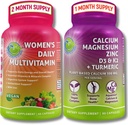 ΣΥΜΠΛΗΡΩΜΑΤΑ STUDIO Comprehensive Wellness & Bone Health Bundle - Women's Daily Multivitamin with Iron + Plant-based Calcium, Magnesium, Zinc, D3, K2 & Turmeric - Vegan, Non-GMO, Καθαρά Συστατικά