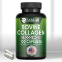 FabLab Bovine Collagen Τύπου I συμπλήρωμα - Συμπλήρωμα διατροφής για την υποστήριξη των αρθρώσεων, των νεύρων και των οστών - Μη ΓΤΟ, Αντιγηραντικό Διαιτητικό Προϊόν με υδρολυμένα πεπτίδια - 100 κάψουλες
