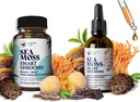Brain Superfoods Bundle - Organic Sea Moss & Smart Shrooms, Capsules and Liquid Drops Bundle, Organic Irish Seamoss και 7 Adaptogenic Συμπληρώματα Μνήμης και Εστίασης. Υγρές σταγόνες σε γεύση σοκολάτας