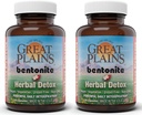 Yerba Prima Great Plains Bentonite Clay Caps Plus Herbal Detox (πακέτο του 2) - Βαθμός τροφίμων - Κάψουλες συμπλήρωμα καθαρισμού ήπατος & παχέος εντέρου