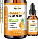 Magnesium Glycinate Liquid Drops, 1000mg of Liquid Magnesium Complex Supplement for Sleep, Nerve, Energy, Muscle, Bone, Calm & Digestion, High Absorption, 2 Fl Oz, Sugar-Free Pineapple Flavor