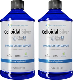 Colloidal Silver Liquid - 12 PPM Premium Silver Solution, 60 MCG ανά υπηρεσία, All Natural, Vegan Immune System Support, Ionic Silver Water Daily Mineral Supplement (2-16 Fl oz Bottles)