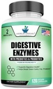 Digestive Enzymes Plus Probiotics & Prebiotics, 120 Veggie Κάψουλες, για την πέψη με αμυλάση, Bromelain, Papain, Lipase, Lactase, Protease, Papain, Cellulase, Vegan & Gluten Free, 2 Μήνες προσφοράς