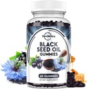 Μαύρο έλαιο σπόρων Gummies-Οργανικό κρύο Πιέζεται Nigella Sativa Μαύρο έλαιο σπόρων με μέλι, βιταμίνη Β6, C, D3, κουρκουμά, Ρόδι, Ανοσία υποστήριξης, πέψη, λειτουργία του εγκεφάλου, μαλλιά & δέρμα-60 Gummies