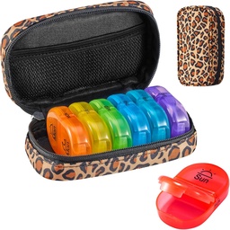 Serfeymi Weekly Travel Pill Organizer 2 φορές A Day AM PM Αναβάθμιση Rainbow Pill Box 7 Ημέρα με Φορητό Zipper Canvas Pill Case, Medicine Organizer για χάπια, βιταμίνες, ιχθυέλαια - Brown 01