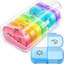 FEATY Weekly Pill Organizer 2 φορές την ημέρα με την ίδια-Side μεγάλα εγκαίνια για την εύκολη συμπλήρωση & ανάκτηση, χρωματισμός παρακολούθησης 7 ημέρα π.μ. κουτί χάπια με μεγάλη BPA δωρεάν χάπια για βιταμίνες, ιχθυέλαια (Καθαρά)
