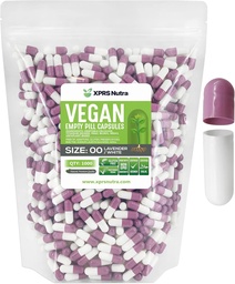 XPRS Nutra Size 00 Κενές κάψουλες - 1000 κάψουλες Vegan Count Empty - Veganian Empty Pills - DIY κάψουλες λαχανικών που γεμίζουν- Veggie Pill Caps (Lavender/White)