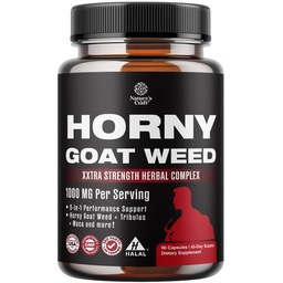 Natures Craft Horny Goat Weed for Men - Extra Strength Male Supplement with Black Maca Root, Tongkat Ali, Saw Palmetto & Panax Ginseng Extract for Stamina & Energy - 90 Κάψουλες