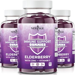 Νέο ανοσοποιητικό σύστημα υποστήριξης Gummies - Sambucus Black Elderberry Gummies με βιταμίνη C και ψευδάργυρο (Immune Support 180 Gummies)