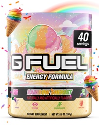 G Καύσιμα Rainbow Sherbet Energy Drink Powder, Pre Workout Caffeine Mix for Gaming, Sugar Free Focus Amino, Βιταμίνη + Αντιοξειδωτικά, 9.9oz (Ουράνιο τόξο Sherbet, 40 Servings)