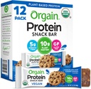 Orgain Organic Vegan Protein Bars, Chocolate Chip Cookie Dough - 10g Πρωτεΐνη με βάση το φυτό, Χαμηλή θερμίδες Υγιεινά σνακ, Όχι Λακτόζη ή συστατικά σόγιας, Χωρίς γλουτένη, Μη ΓΤΟ - 1.41 Oz (Pack of 12)