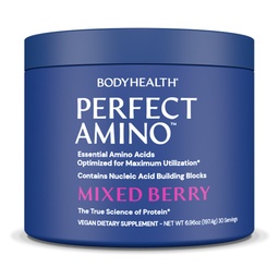 BodyHealth PerfectAmino Powder - BCAA και EAA Powder για την προετοιμασία και μετά την προπόνηση - Amino Acid Energy Drink for Men and Women to Support Lean Muscle and Recovery - Mixed Berry - 30 Services