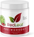 Red Leaf Pre Workout Energizer Powder, BCAA's, Beta-Alanine, Amino Acids και Πράσινο Τσάι για την υποστήριξη του ανοσοποιητικού και πριν από την προπόνηση Ενέργεια, Φυσικό Cranberry Lime Flavor - 30 Υπηρεσίες