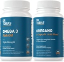 Dr. Tobias Omega 3 Fish Oil and Regano & Caprylic Acid Συμπληρώματα, Υποστηρίζει την καρδιά, τον εγκέφαλο, τον ανοσοποιητικό με το σύμπλεγμα ισορροπίας Gut Flora & Εντερική υγεία για γυναίκες & άνδρες