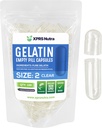 XPRS Nutra Μέγεθος 2 Κενές κάψουλες - 100 Clear Clear Empty Gelatin Κάψουλες - Χάπια DIY Καψάκιο Γέμισμα - Καθαρά καπάκια τζελ Μπόβιν Χάπια για το Do-It-Yourself Συμπληρώματα