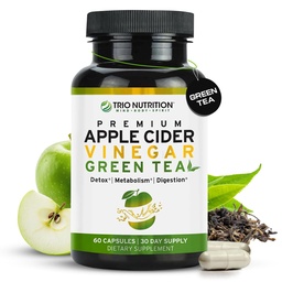 TRIO NUTRITION Κάψουλες μηλίτη μηλίτη με πράσινο τσάι - Φυσικό χωρίς ζάχαρη χάπια μηλίτη χωρίς μηλίτη με τη μητέρα για τον καθαρισμό του σώματος, ανοσοποιητικό, διαχείριση βάρους και τον μεταβολισμό ενισχυτή*