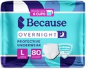 Επειδή Overnight Absorbency Pill Ups - Ενήλικας Ακράτεια Εσώρουχα, Extra Απορροφητικά Νυχτερινά Σύνορα για Άνδρες και Γυναίκες, Λευκός, Μεγάλος, 80 Κόμης (4 Πακέτα των 20)