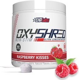 EHP Labs OxyShred μη διεγερτική πριν από την προπόνηση σκόνη - Sim Free, Caffeine Δωρεάν προετοιμασία για άνδρες και γυναίκες - Non Stim Preworkout - Sugar Free Energy Powder - Raspberry, 60 εξυπηρετούν