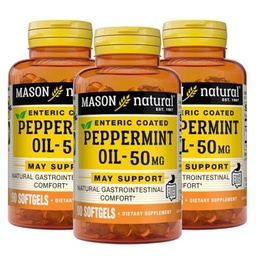 MASON NATURAL Peppermint Oil 50 mg Enteric Coated Supplement, 270 Day Supply of Gastasserial Support for Normal Functioning Bowel, Softgel Pills